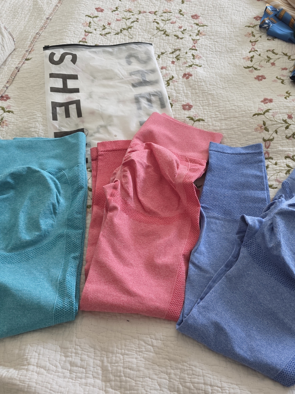 SHEIN Seamless High-Waist Leggings in Teal, Pink & Blue